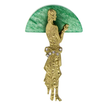 Load image into Gallery viewer, 1928 Jewelry - Roaring 20's Green Aventurine Pin