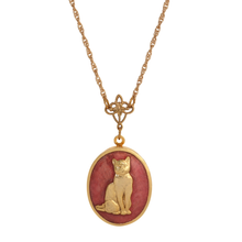 Load image into Gallery viewer, 1928 Jewelry - Sitting Cat Oval Enamel Locket Necklace