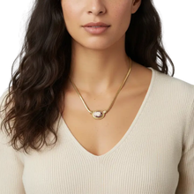 Load image into Gallery viewer, 1928 Jewelry - Red Carnelian Oval Cameo Snake Chain Necklace