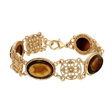 Load image into Gallery viewer, Filigree Oval Faux Tortoise Bracelet