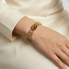 Load image into Gallery viewer, Filigree Oval Faux Tortoise Bracelet