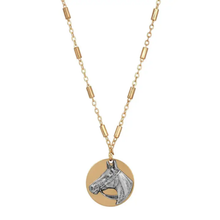 Load image into Gallery viewer, Antiqued Horse Head Pendant Necklace
