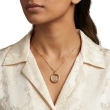 Load image into Gallery viewer, Carved Intaglio Glass Flower Pendant Necklace