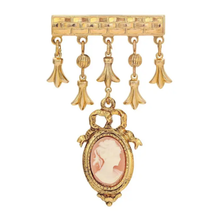 Load image into Gallery viewer, Dangling Charm Pink Cameo Bar Pin