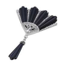 Load image into Gallery viewer, Deco Fantasy Crystal &amp; Black Stone Brooch