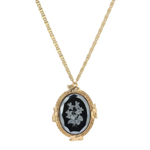 Load image into Gallery viewer, Floral Fusion Black Glass Pendant Necklace