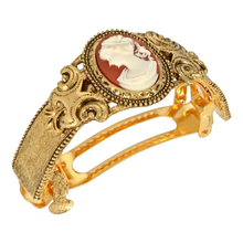 Load image into Gallery viewer, 1928 Jewelry - Ornate Oval Carnelian Red Cameo Barrette