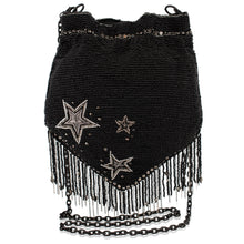 Load image into Gallery viewer, Star Treatment Black and Silver Fringe Crossbody Handbag