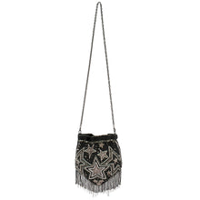 Load image into Gallery viewer, Star Treatment Black and Silver Fringe Crossbody Handbag