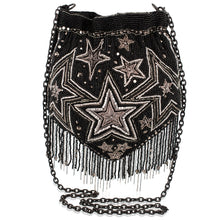 Load image into Gallery viewer, Star Treatment Black and Silver Fringe Crossbody Handbag
